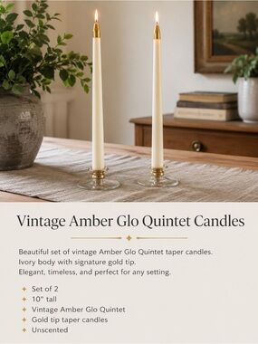 Ivory Taper Candles with Gold Tip